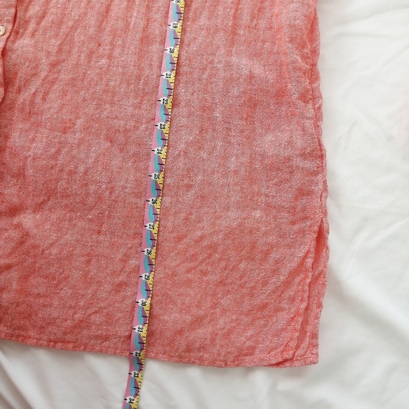Tahari Plus Size 100% Linen Button Up Tunic Coastal Lagenlook Orange Peach 2X - Picture 13 of 15